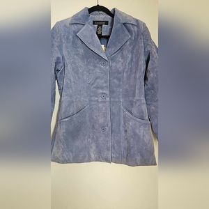 Womens leather dialog button up jacket NWT